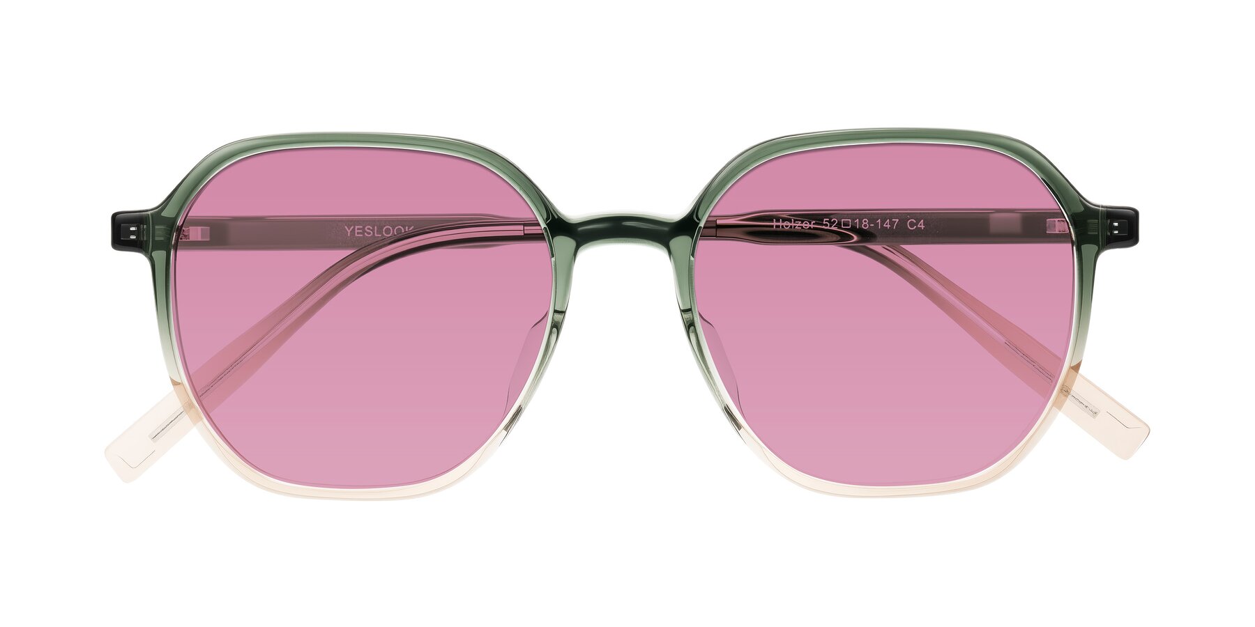 Folded Front of Holzer in Gradient Green with Medium Wine Tinted Lenses