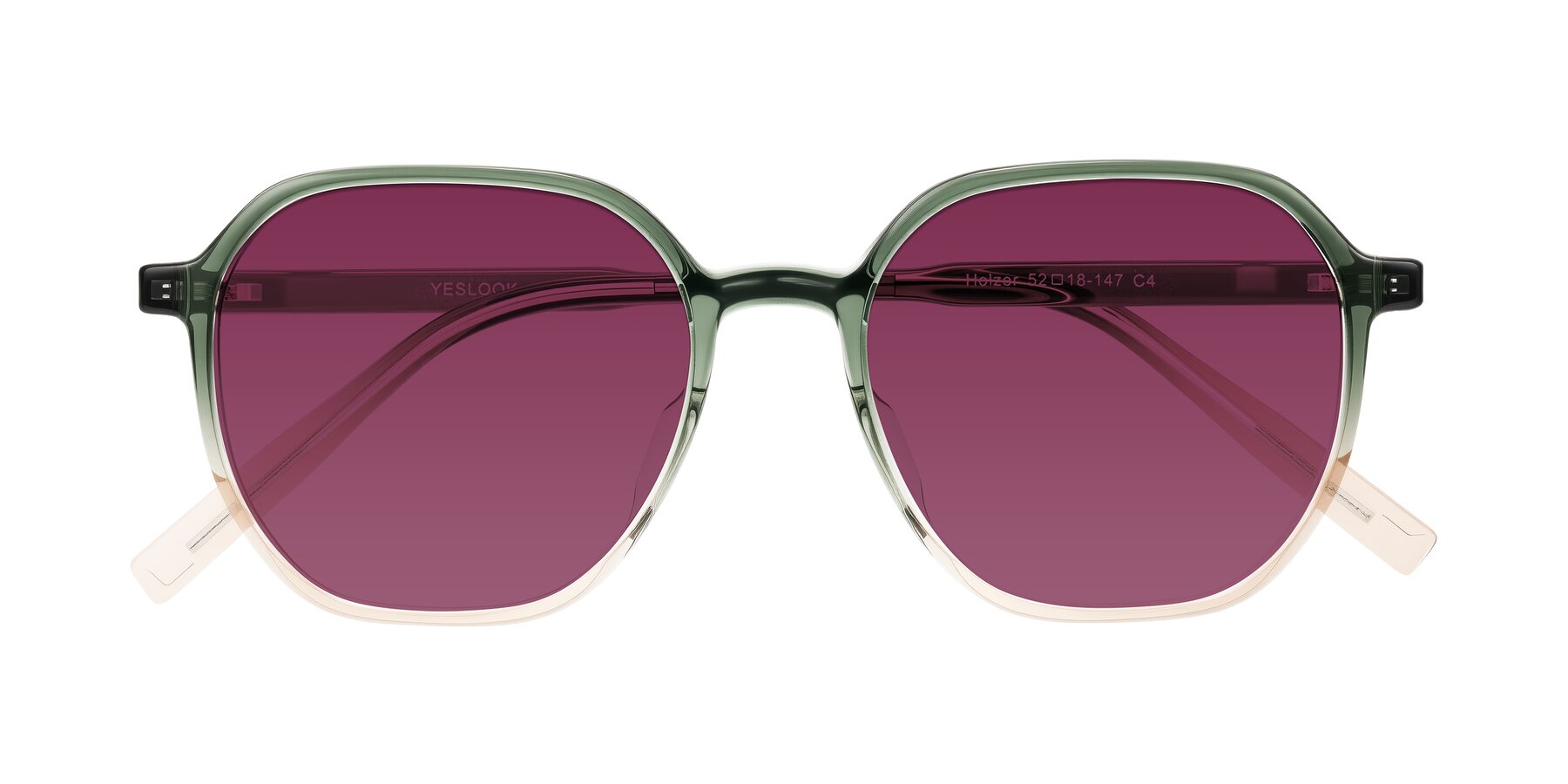 Folded Front of Holzer in Gradient Green with Wine Tinted Lenses
