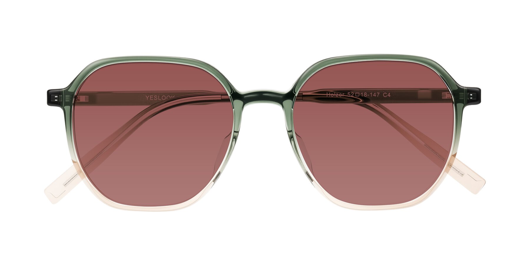 Folded Front of Holzer in Gradient Green with Garnet Tinted Lenses