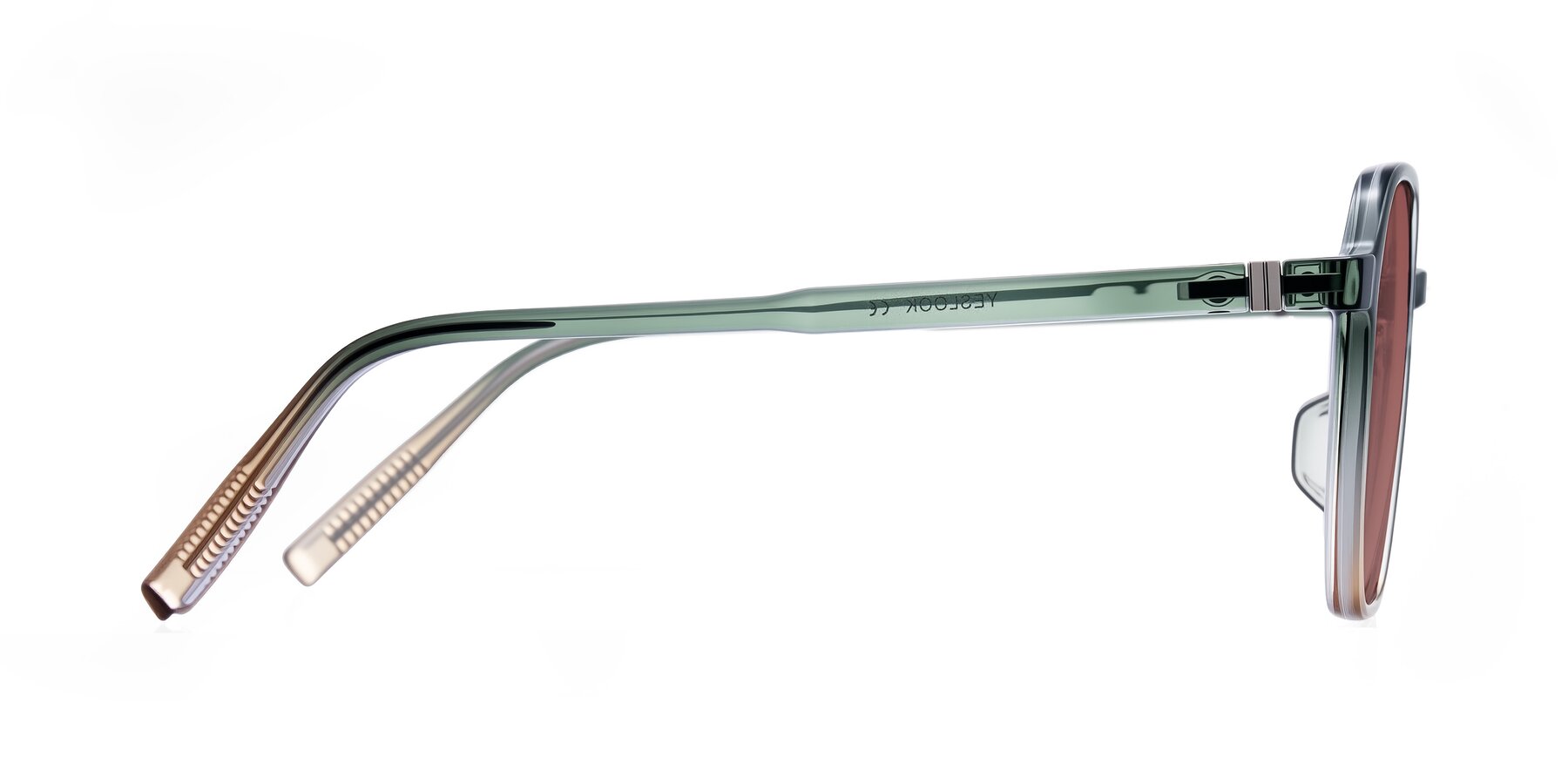 Side of Holzer in Gradient Green with Garnet Tinted Lenses