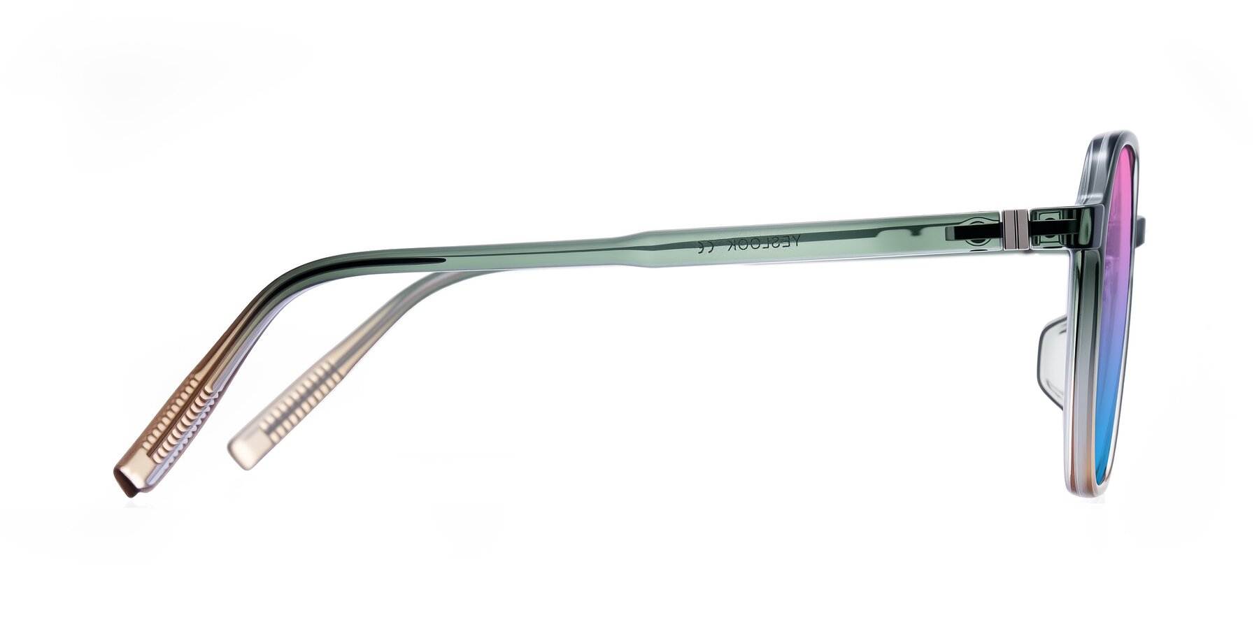 Side of Holzer in Gradient Green with Pink / Blue Gradient Lenses