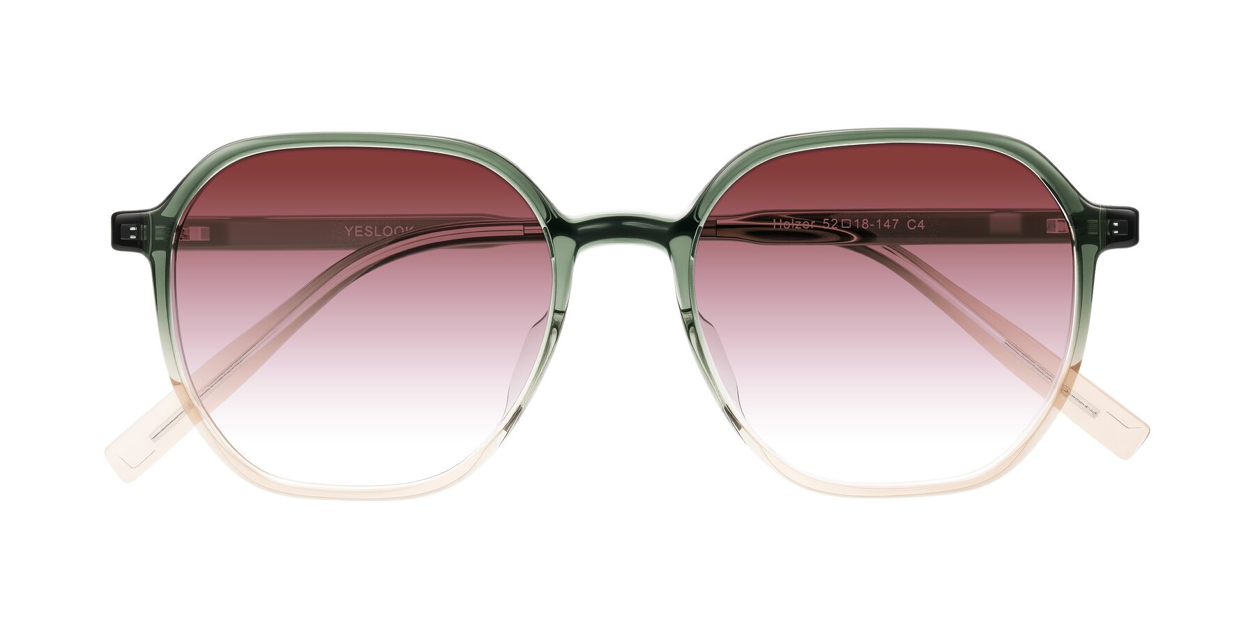 Folded Front of Holzer in Gradient Green with Garnet Gradient Lenses