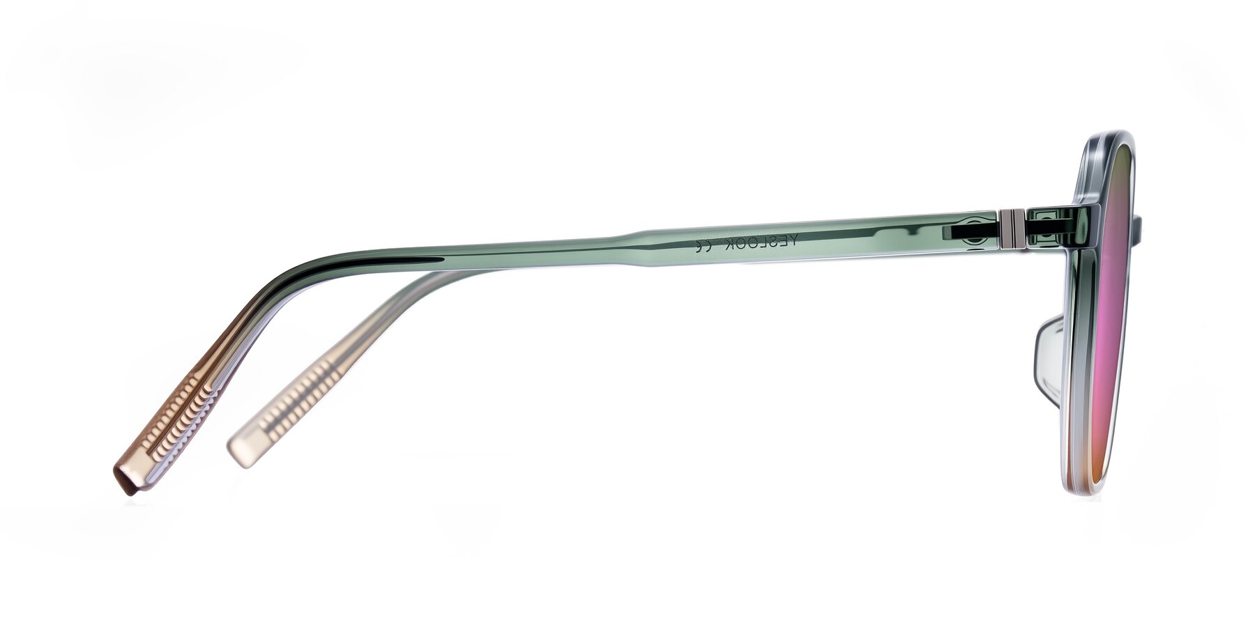 Side of Holzer in Gradient Green with Pink Mirrored Lenses