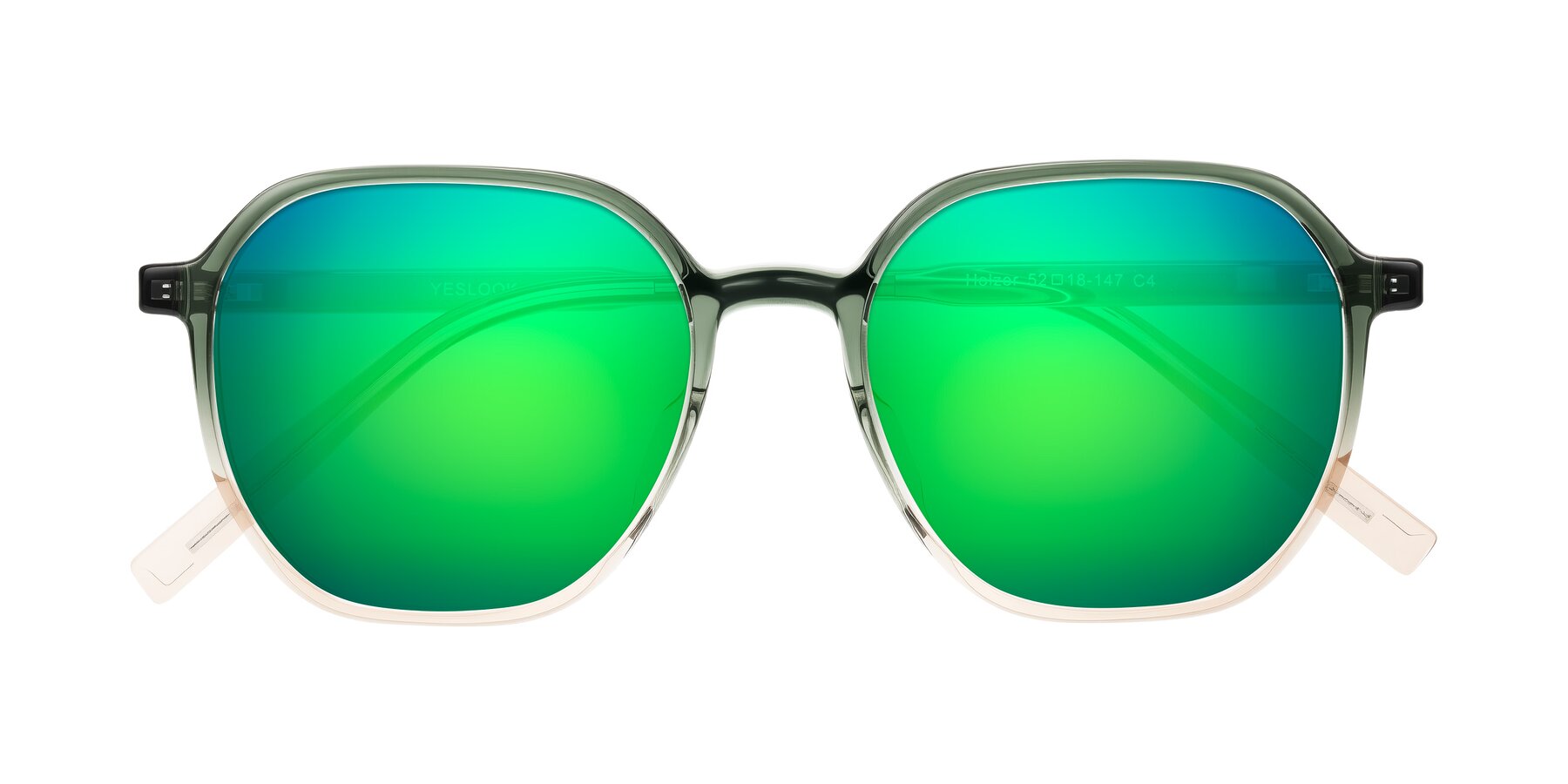 Folded Front of Holzer in Gradient Green with Green Mirrored Lenses