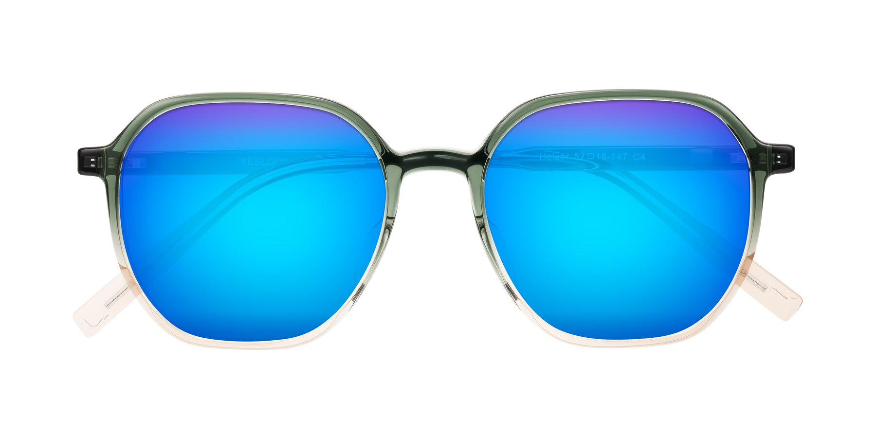Folded Front of Holzer in Gradient Green with Blue Mirrored Lenses