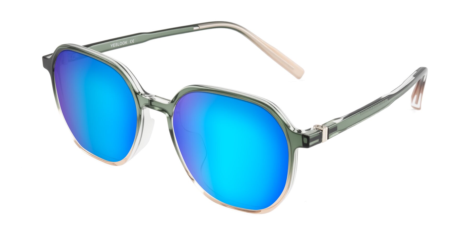 Angle of Holzer in Gradient Green with Blue Mirrored Lenses