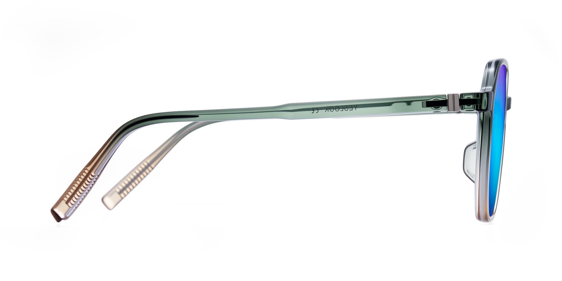 Side of Holzer in Gradient Green with Blue Mirrored Lenses
