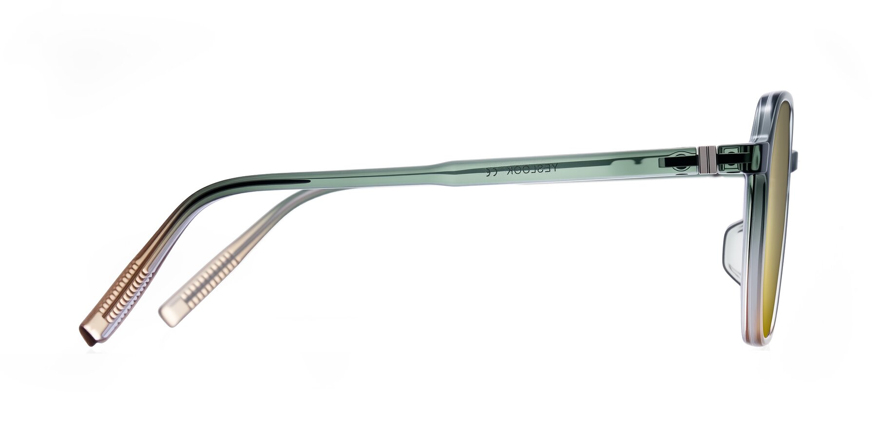 Side of Holzer in Gradient Green with Gold Mirrored Lenses