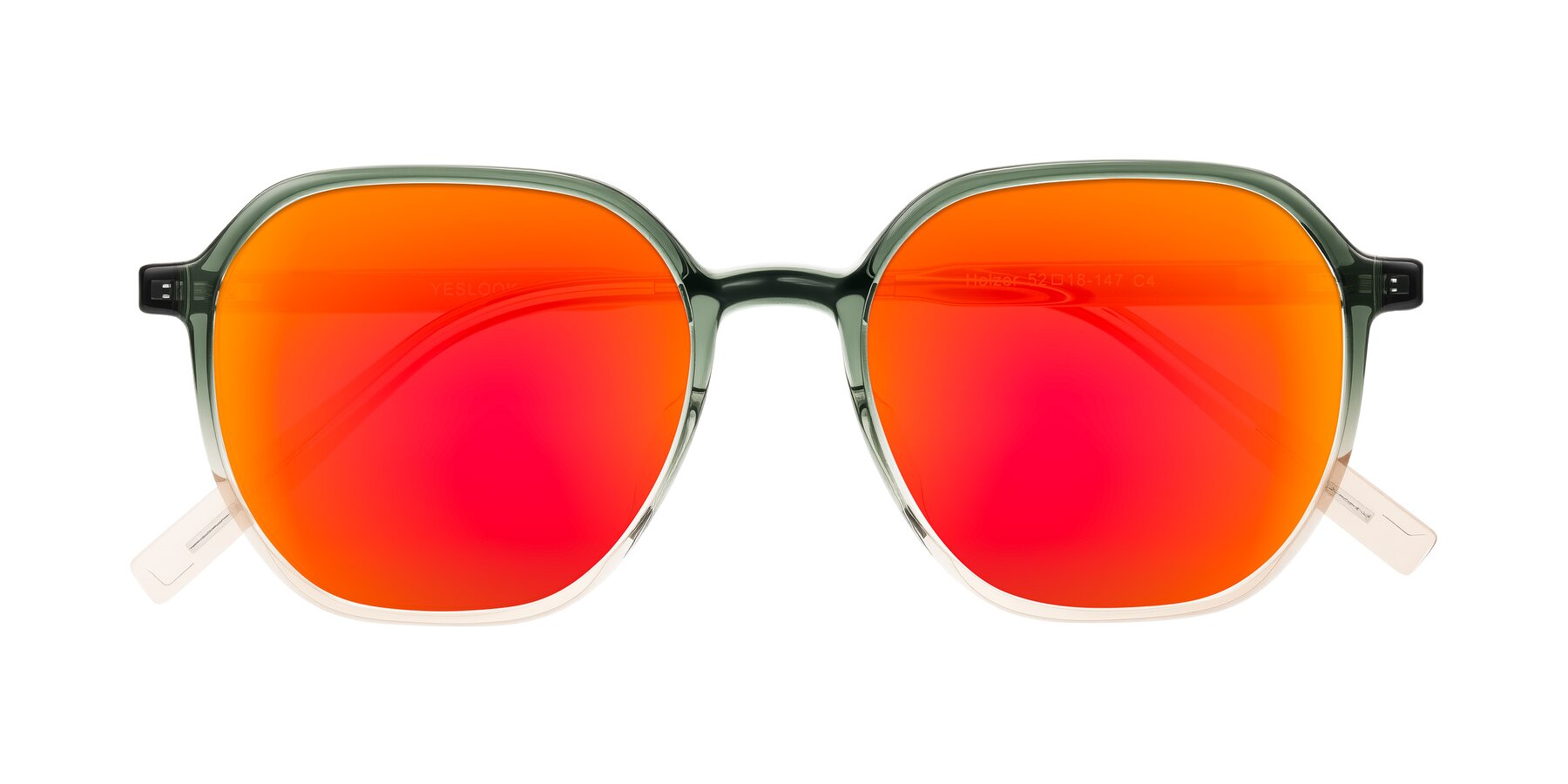 Folded Front of Holzer in Gradient Green with Red Gold Mirrored Lenses