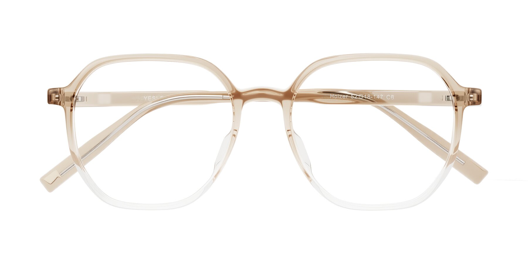 Folded Front of Holzer in Gradient Amber with Clear Eyeglass Lenses