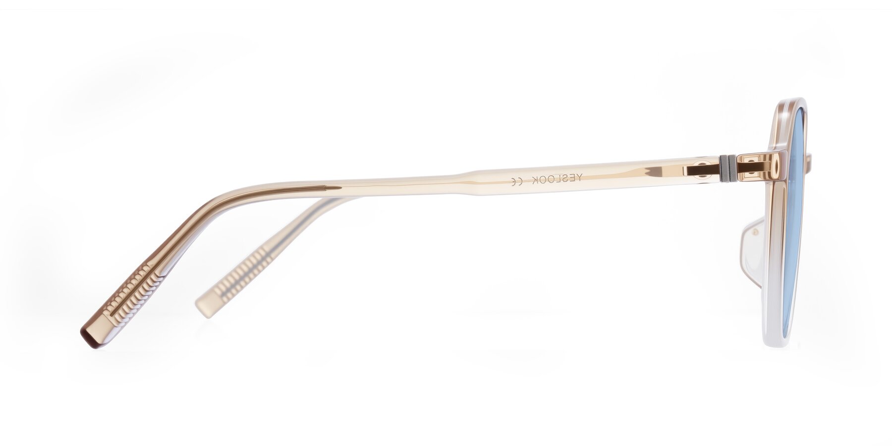 Side of Holzer in Gradient Amber with Light Blue Tinted Lenses