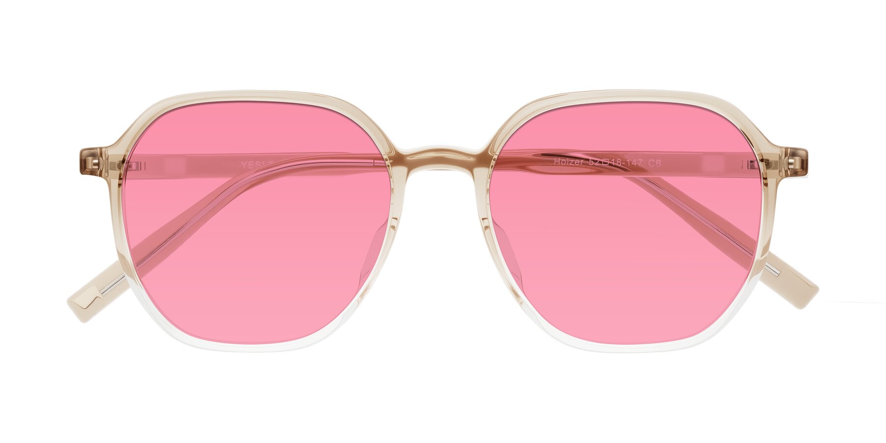 Folded Front of Holzer in Gradient Amber with Pink Tinted Lenses