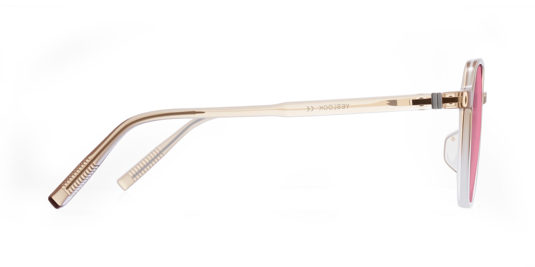 Side of Holzer in Gradient Amber with Pink Tinted Lenses