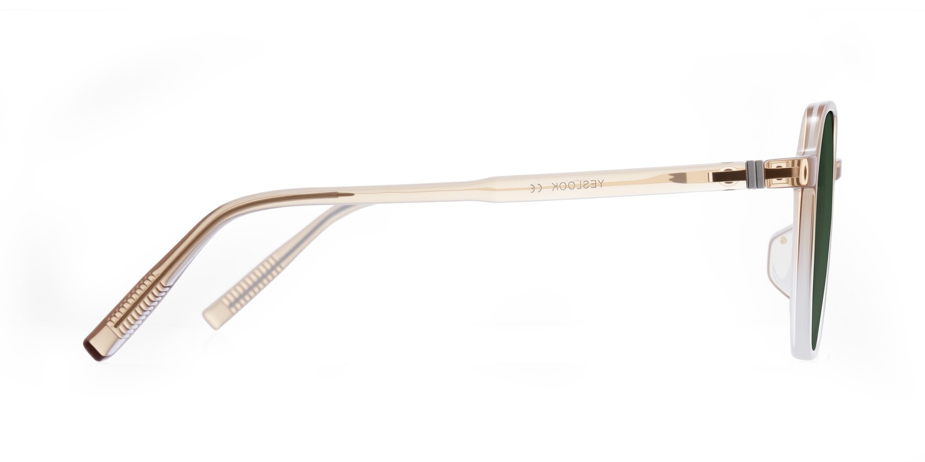 Side of Holzer in Gradient Amber with Green Tinted Lenses