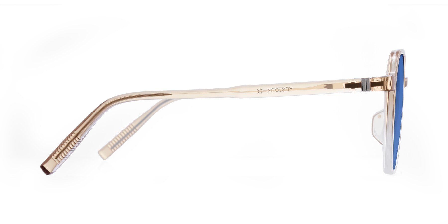 Side of Holzer in Gradient Amber with Blue Tinted Lenses