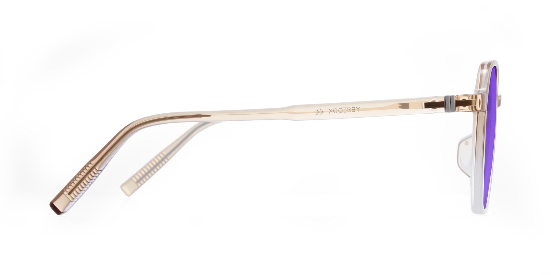 Side of Holzer in Gradient Amber with Purple Tinted Lenses