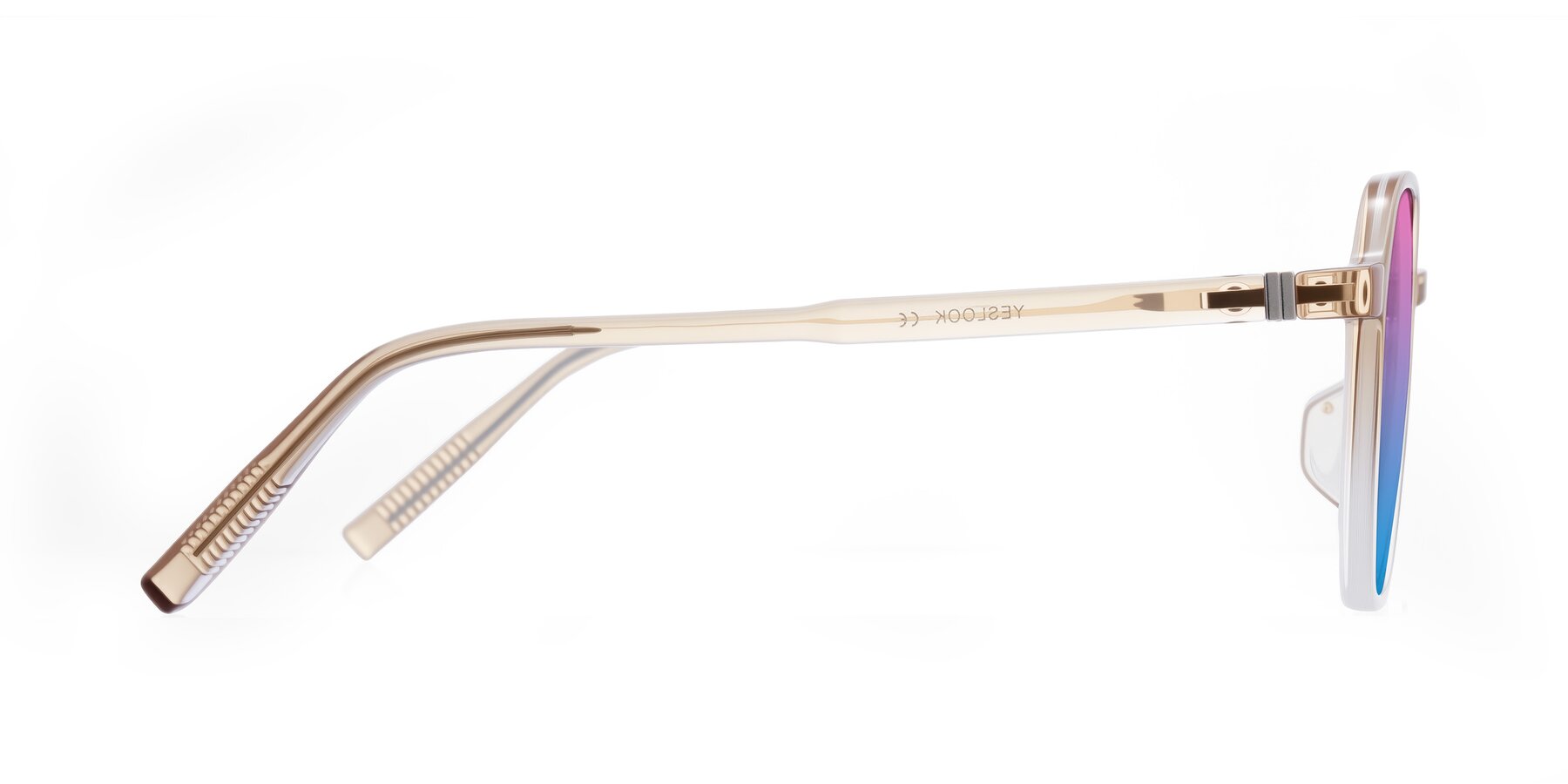 Side of Holzer in Gradient Amber with Pink / Blue Gradient Lenses