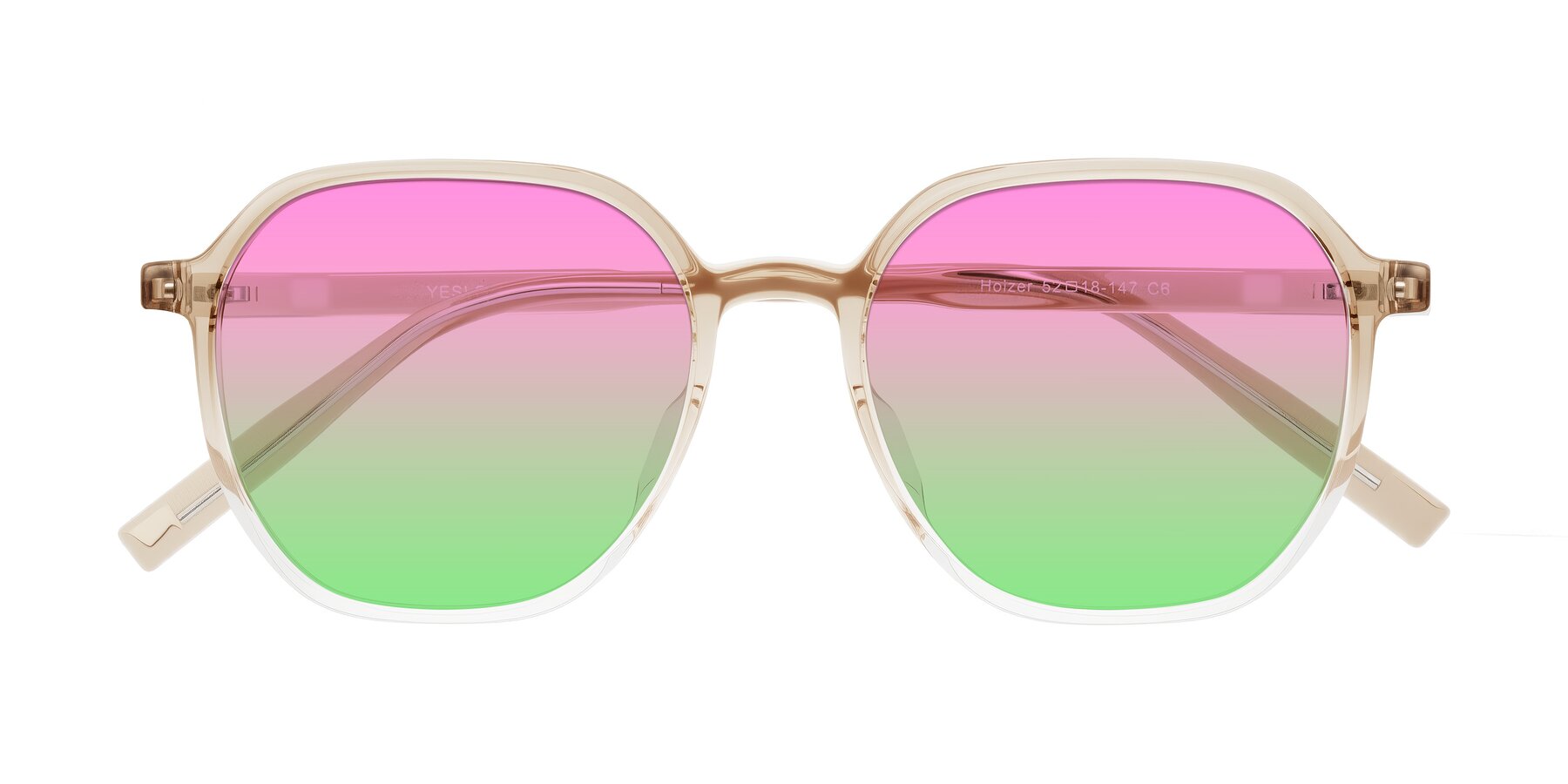 Folded Front of Holzer in Gradient Amber with Pink / Green Gradient Lenses