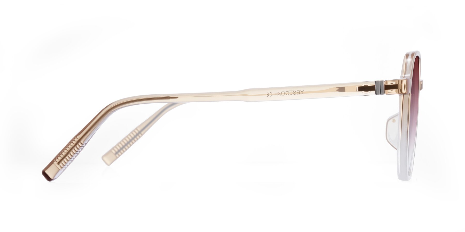 Side of Holzer in Gradient Amber with Garnet Gradient Lenses