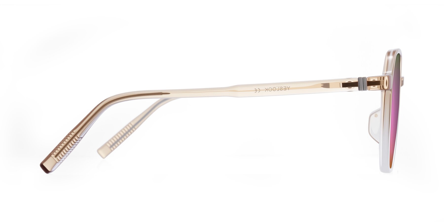 Side of Holzer in Gradient Amber with Pink Mirrored Lenses