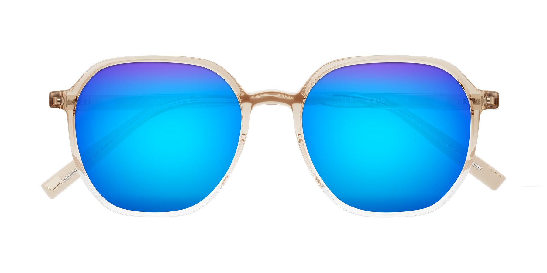 Folded Front of Holzer in Gradient Amber with Blue Mirrored Lenses