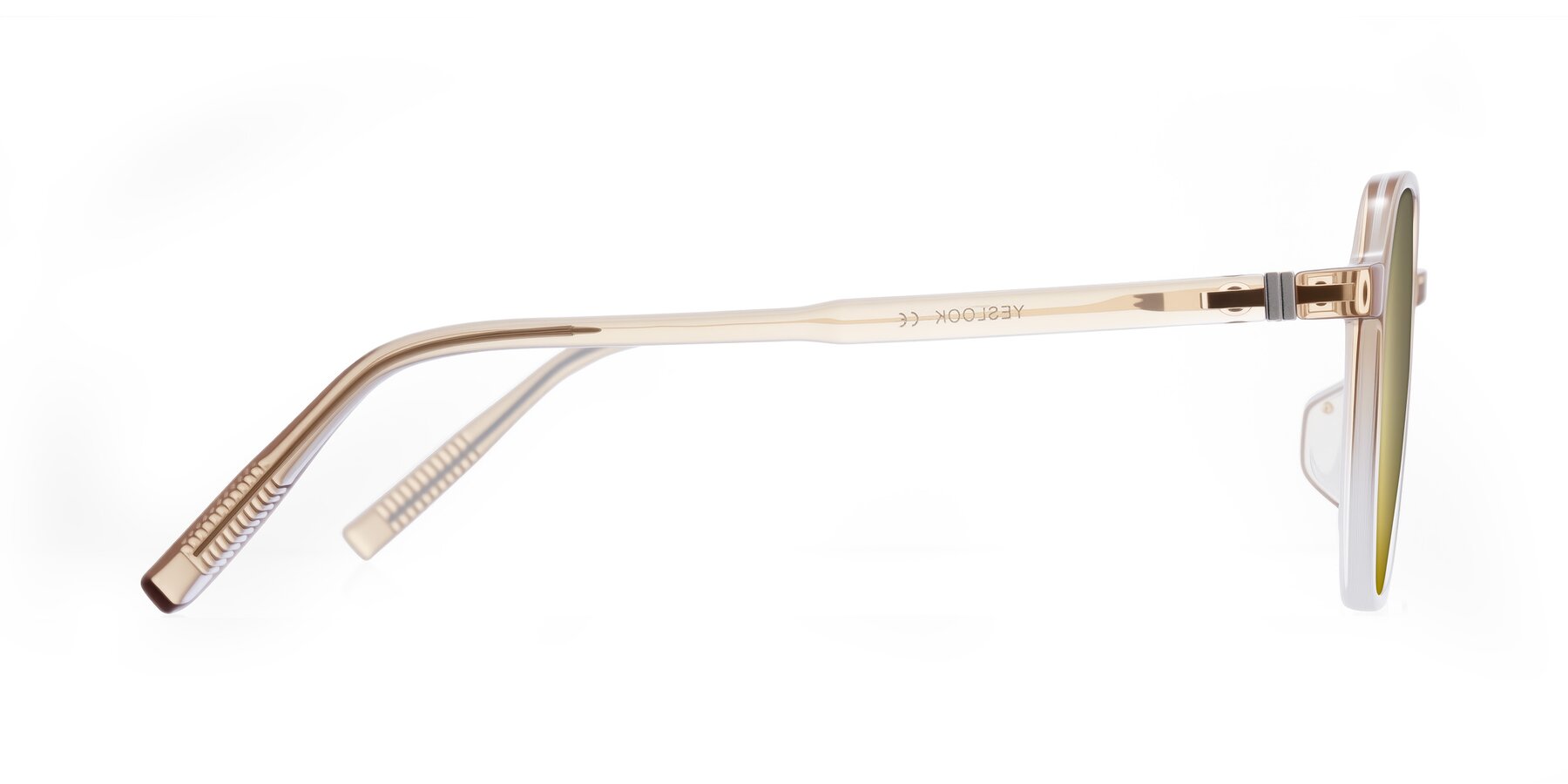 Side of Holzer in Gradient Amber with Gold Mirrored Lenses