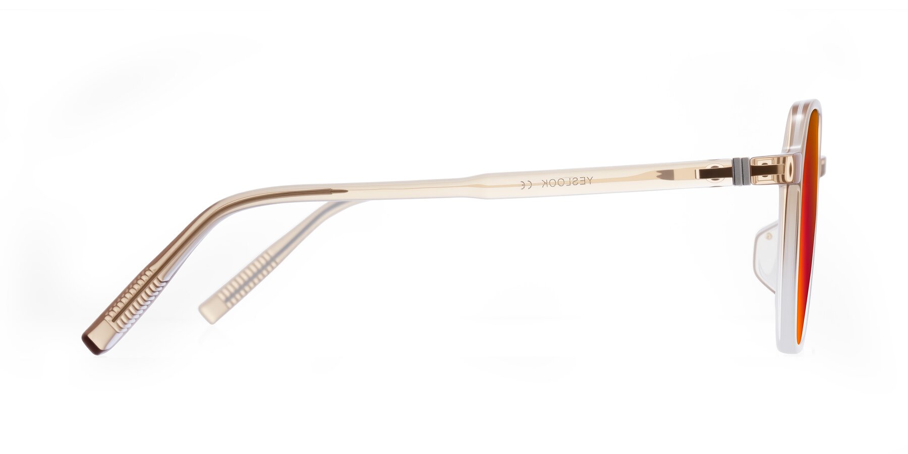 Side of Holzer in Gradient Amber with Red Gold Mirrored Lenses