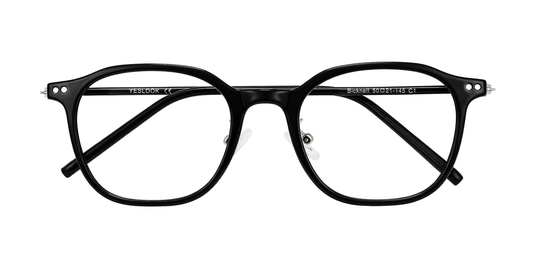 Folded Front of Bicknell in Black with Clear Eyeglass Lenses