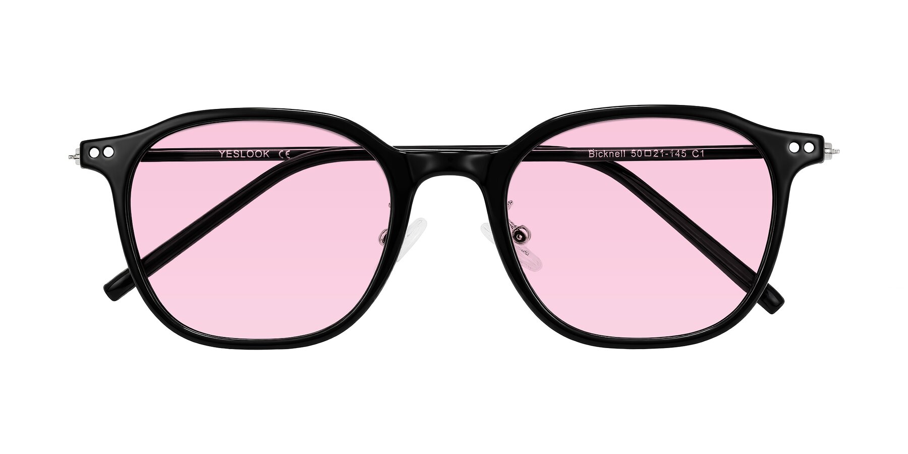 Folded Front of Bicknell in Black with Light Pink Tinted Lenses