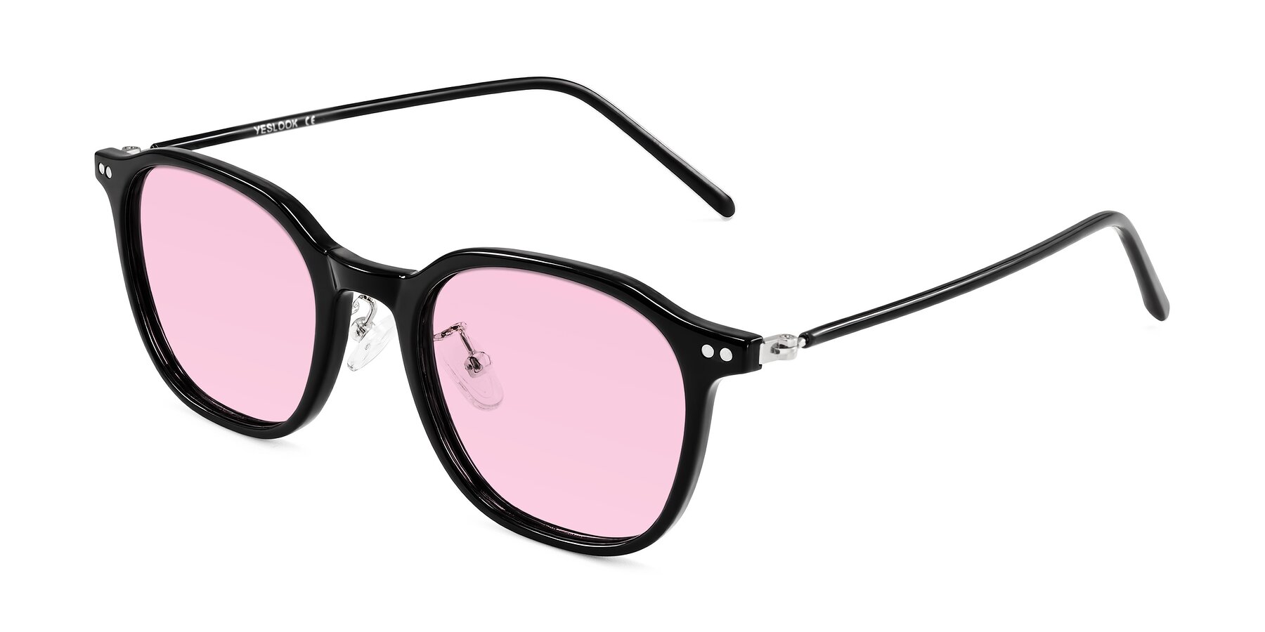 Angle of Bicknell in Black with Light Pink Tinted Lenses