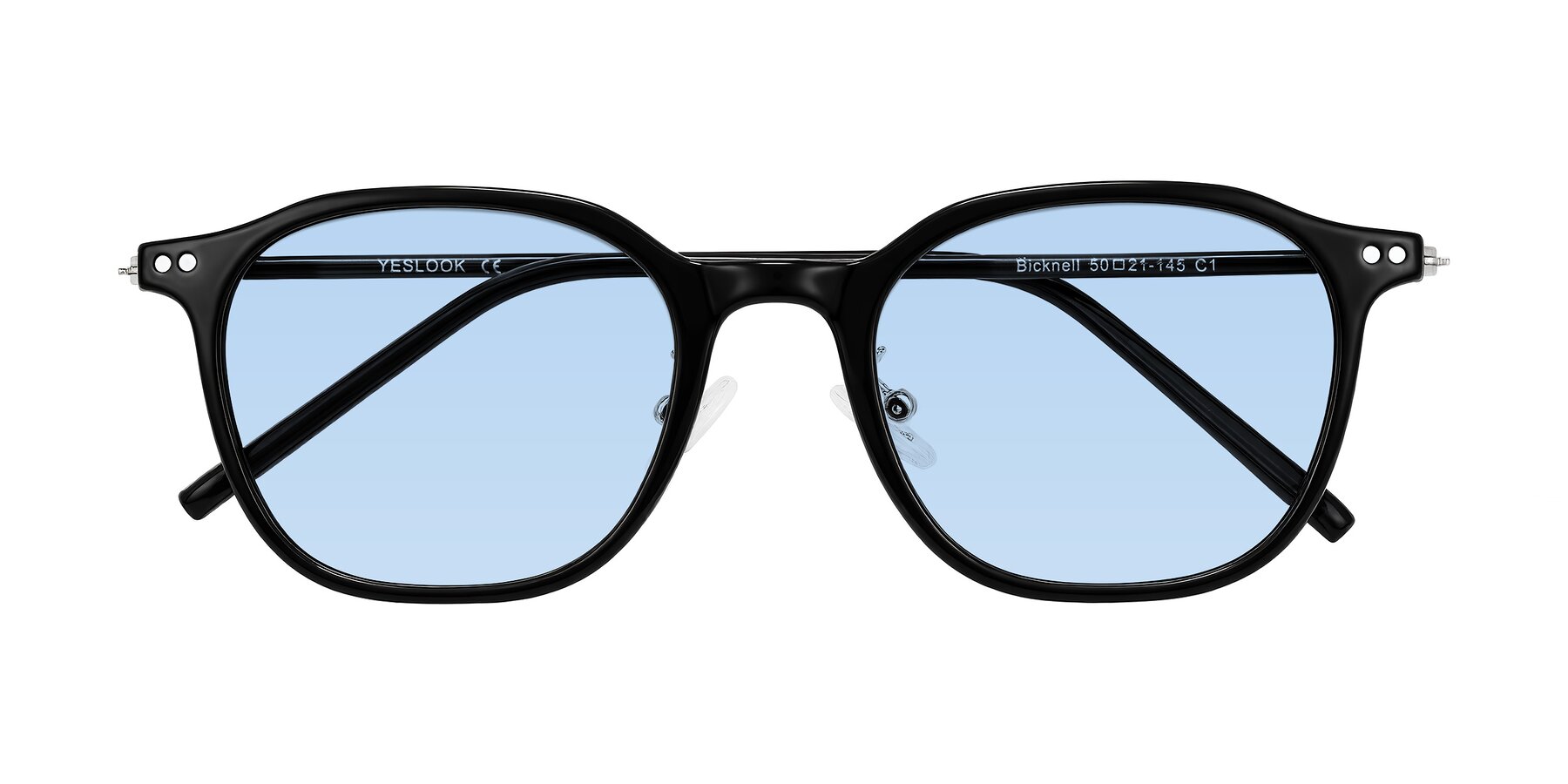 Folded Front of Bicknell in Black with Light Blue Tinted Lenses