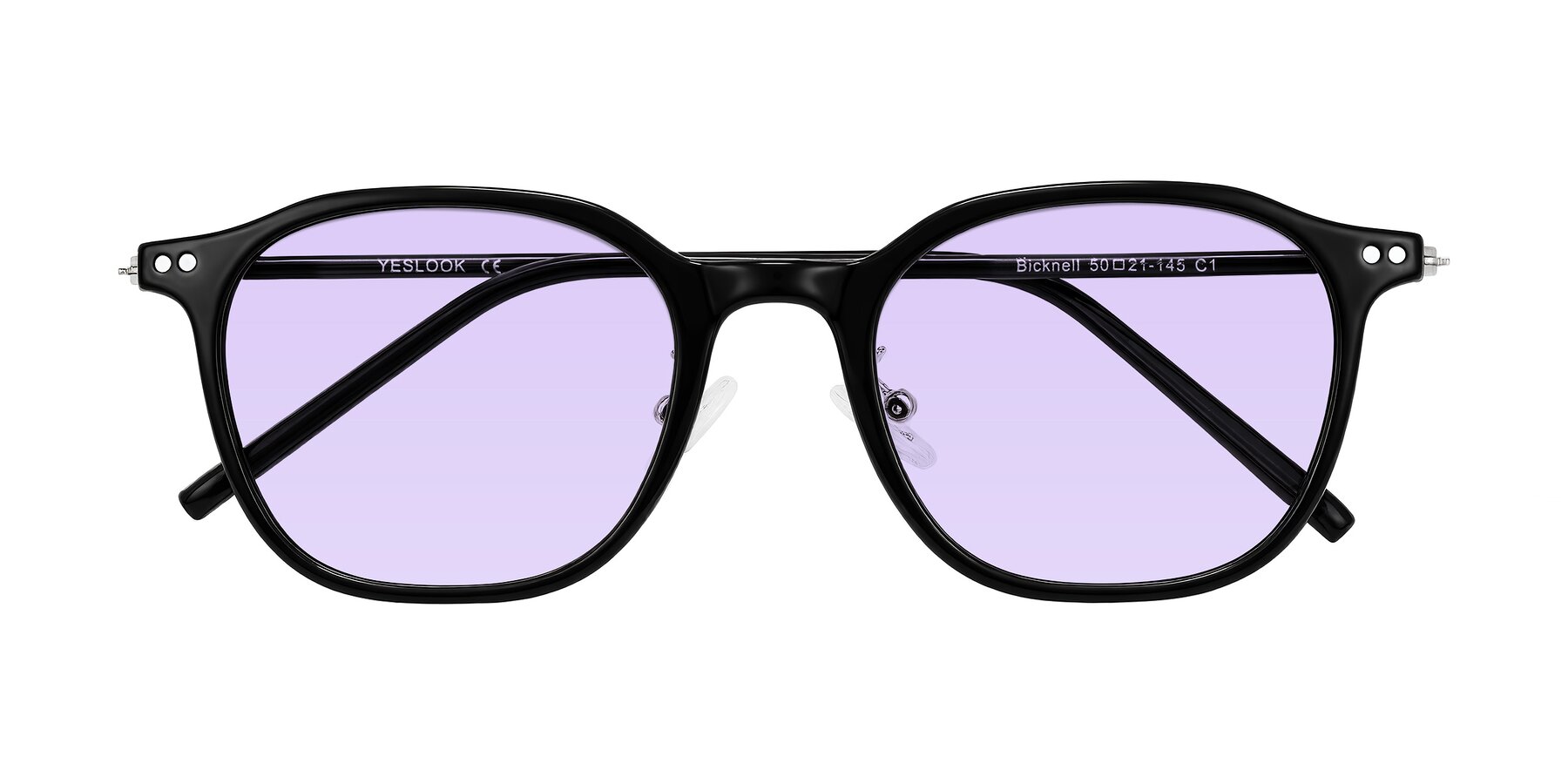 Folded Front of Bicknell in Black with Light Purple Tinted Lenses