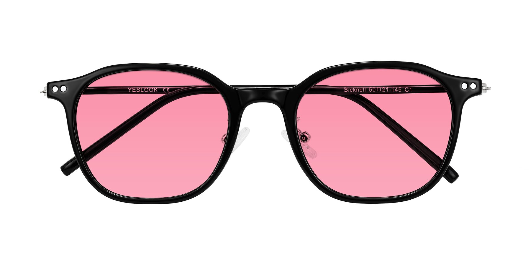 Folded Front of Bicknell in Black with Pink Tinted Lenses