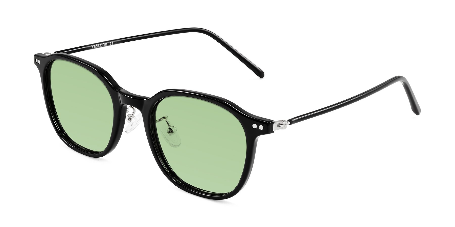 Angle of Bicknell in Black with Medium Green Tinted Lenses