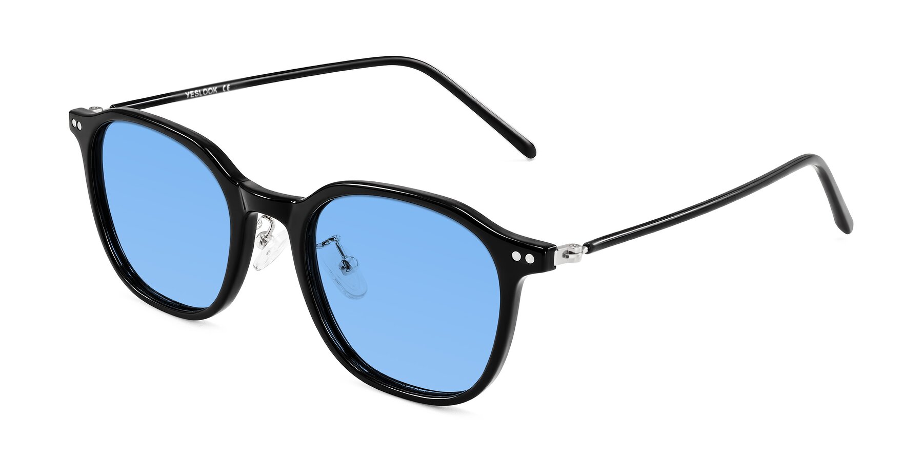 Angle of Bicknell in Black with Medium Blue Tinted Lenses