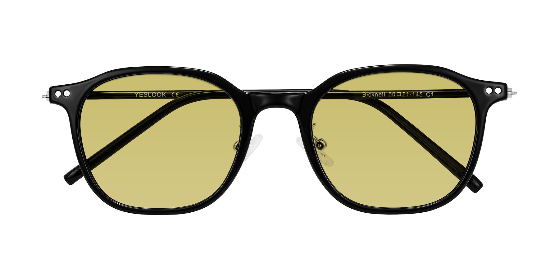 Folded Front of Bicknell in Black with Medium Champagne Tinted Lenses