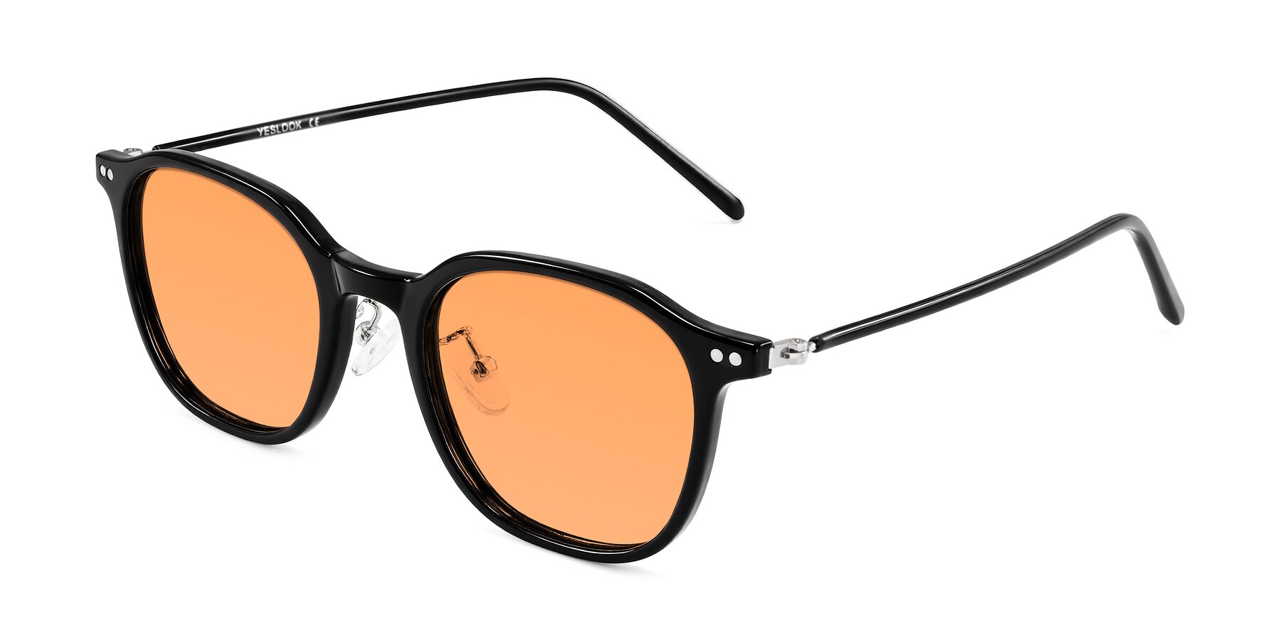 Angle of Bicknell in Black with Medium Orange Tinted Lenses
