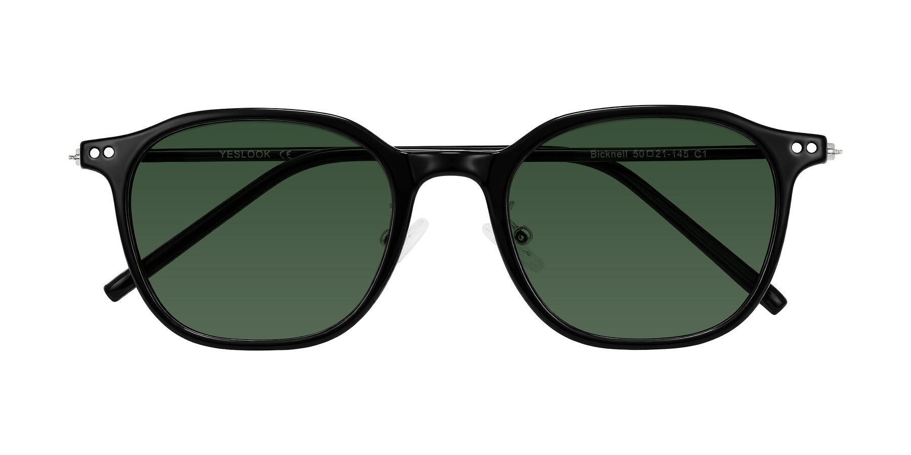 Folded Front of Bicknell in Black with Green Tinted Lenses