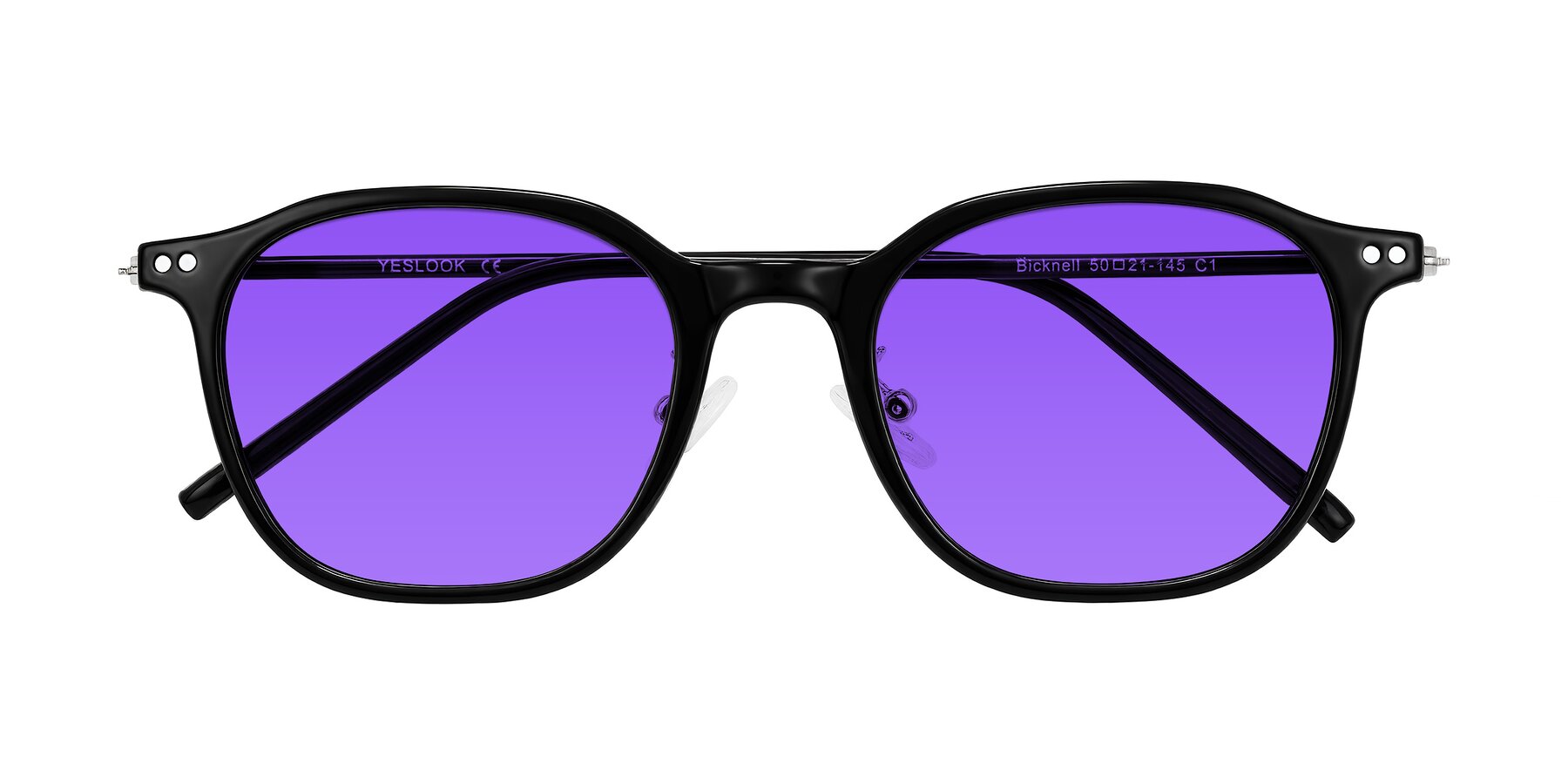 Folded Front of Bicknell in Black with Purple Tinted Lenses