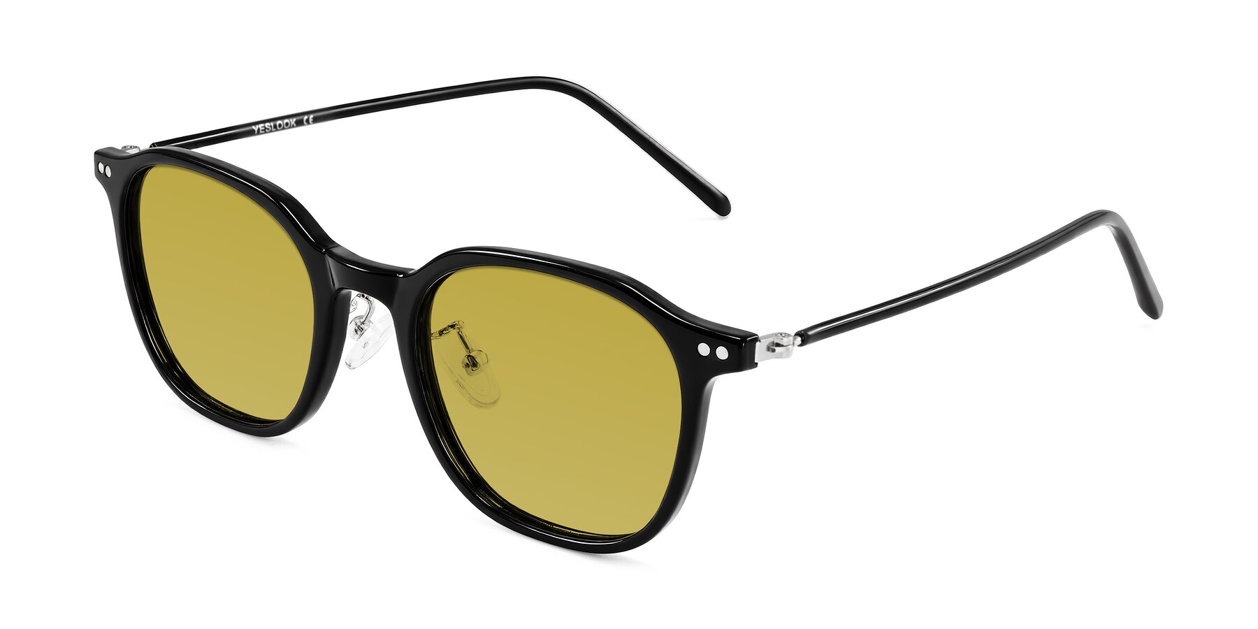 Angle of Bicknell in Black with Champagne Tinted Lenses