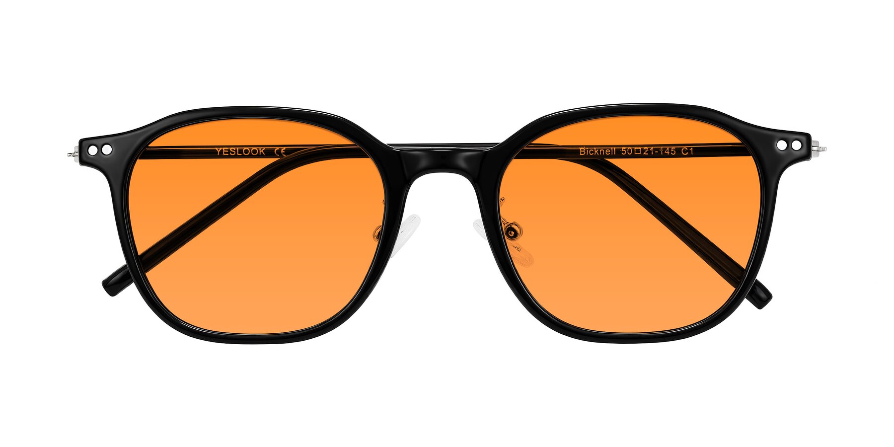 Folded Front of Bicknell in Black with Orange Tinted Lenses