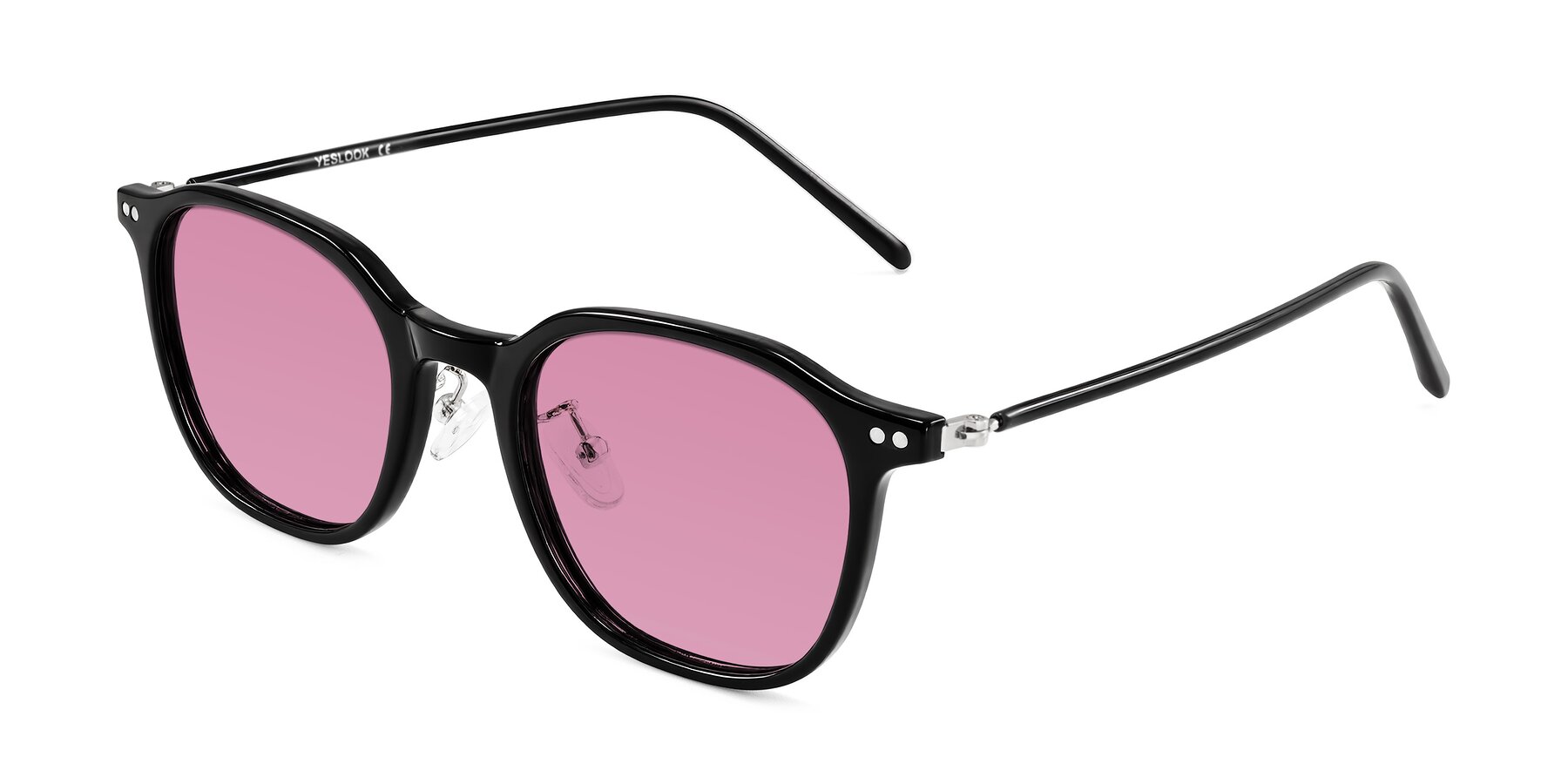 Angle of Bicknell in Black with Medium Wine Tinted Lenses