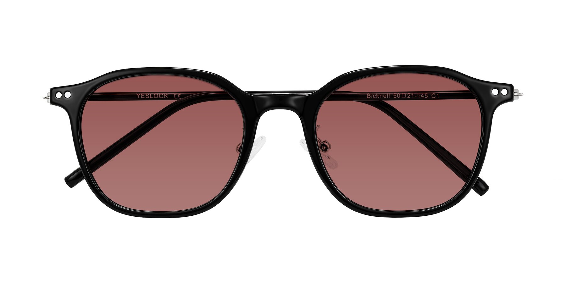 Folded Front of Bicknell in Black with Garnet Tinted Lenses
