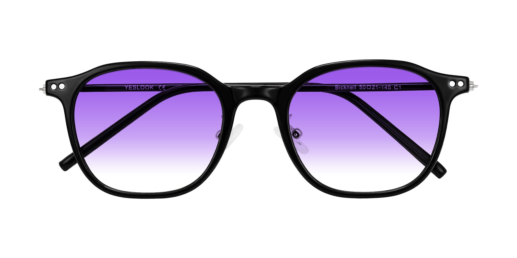 Folded Front of Bicknell in Black with Purple Gradient Lenses