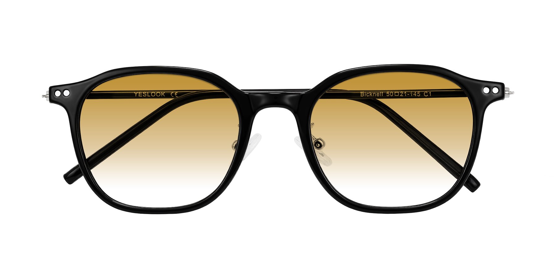 Folded Front of Bicknell in Black with Champagne Gradient Lenses