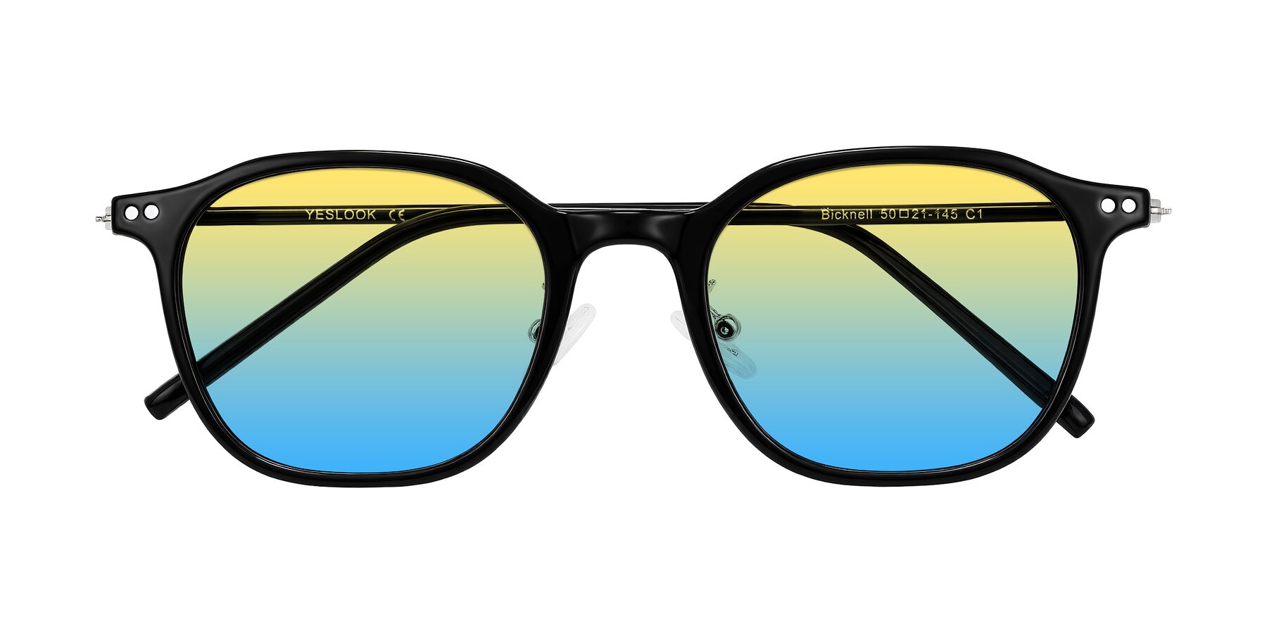 Folded Front of Bicknell in Black with Yellow / Blue Gradient Lenses