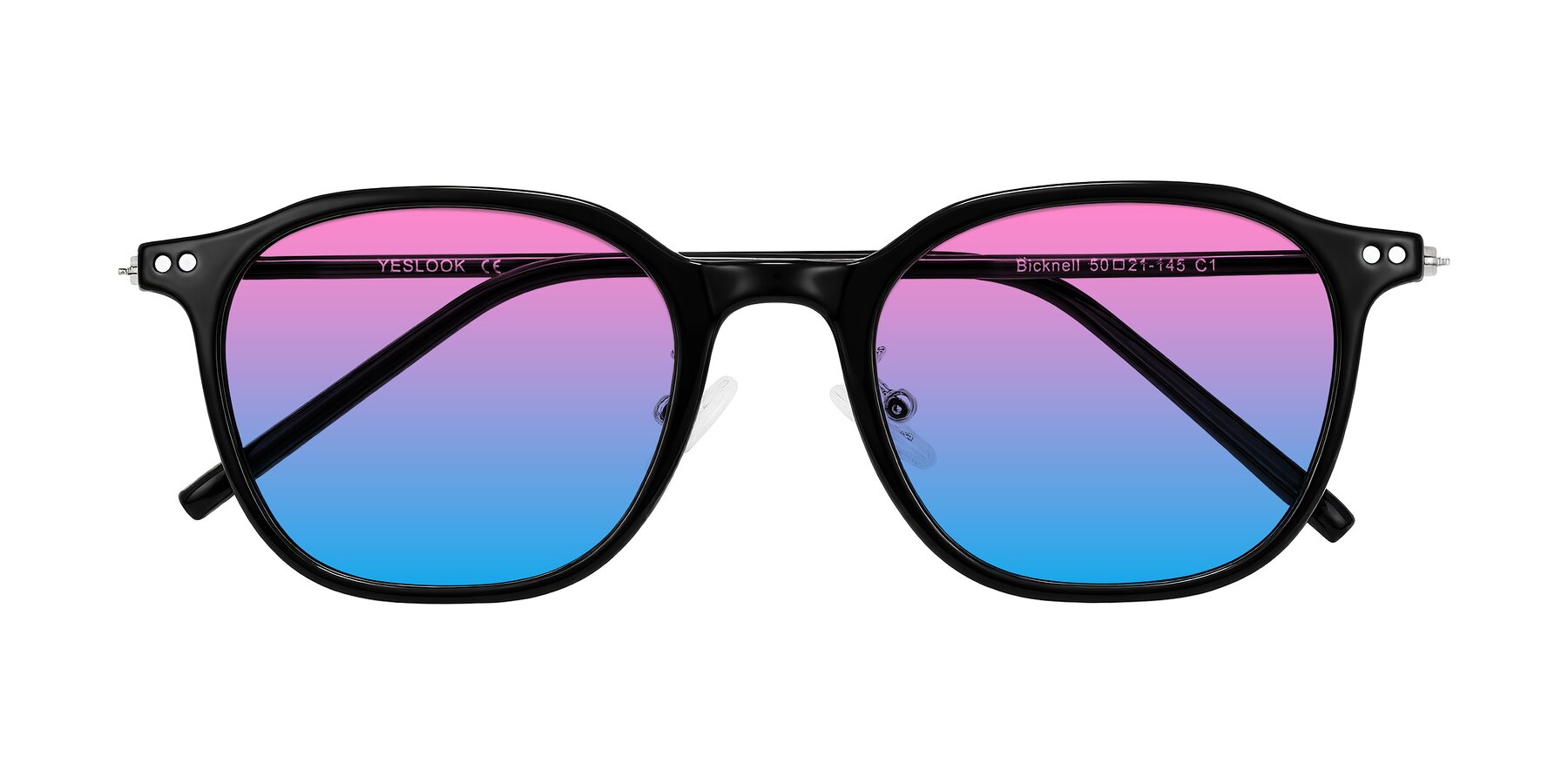 Folded Front of Bicknell in Black with Pink / Blue Gradient Lenses