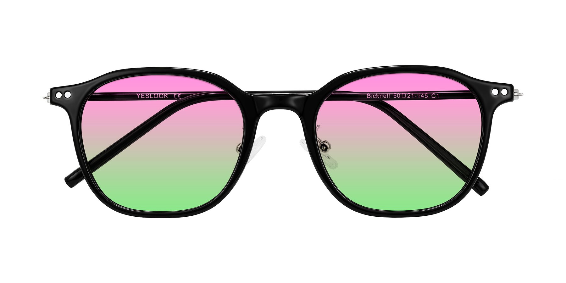 Folded Front of Bicknell in Black with Pink / Green Gradient Lenses