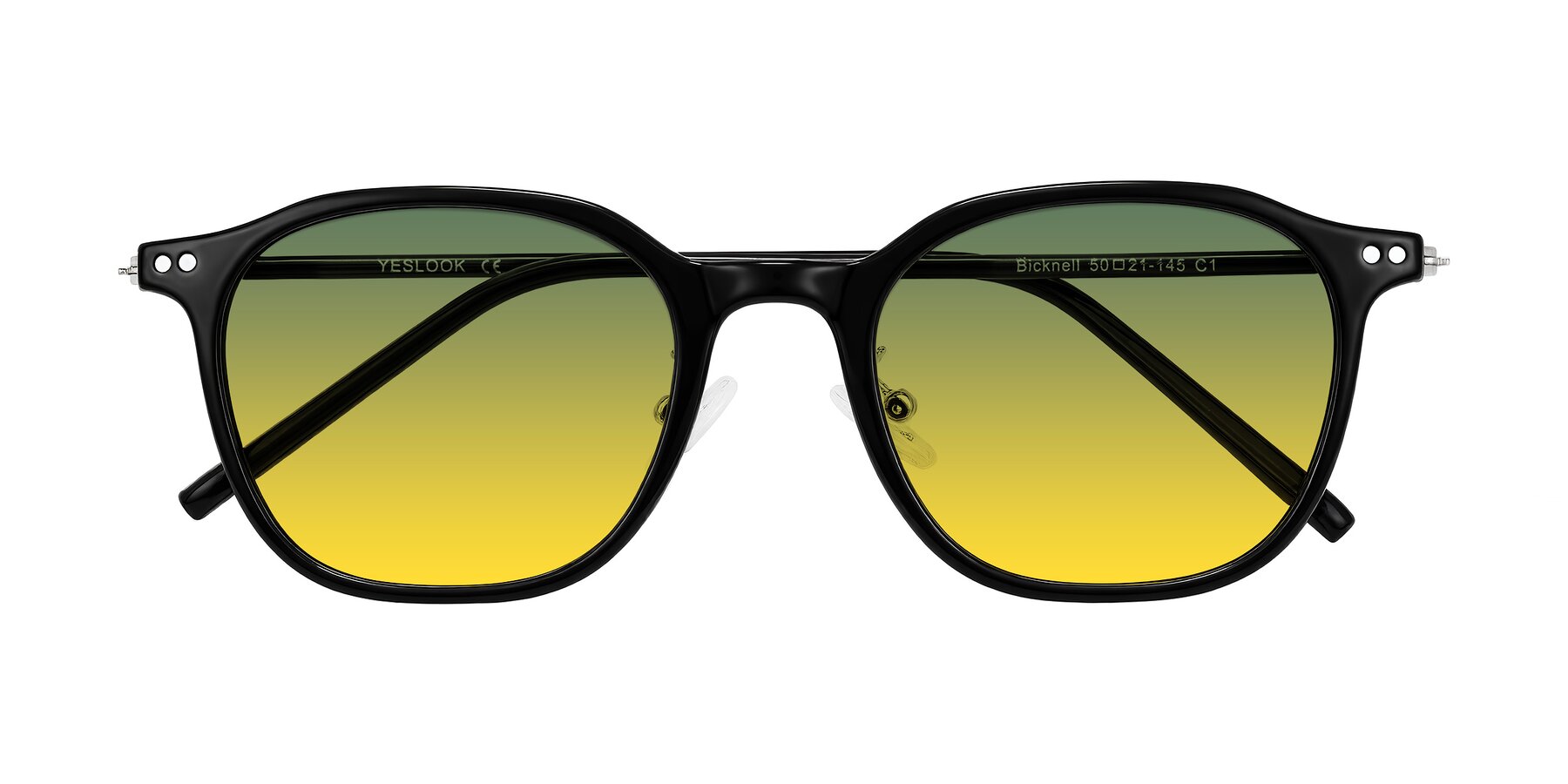 Folded Front of Bicknell in Black with Green / Yellow Gradient Lenses