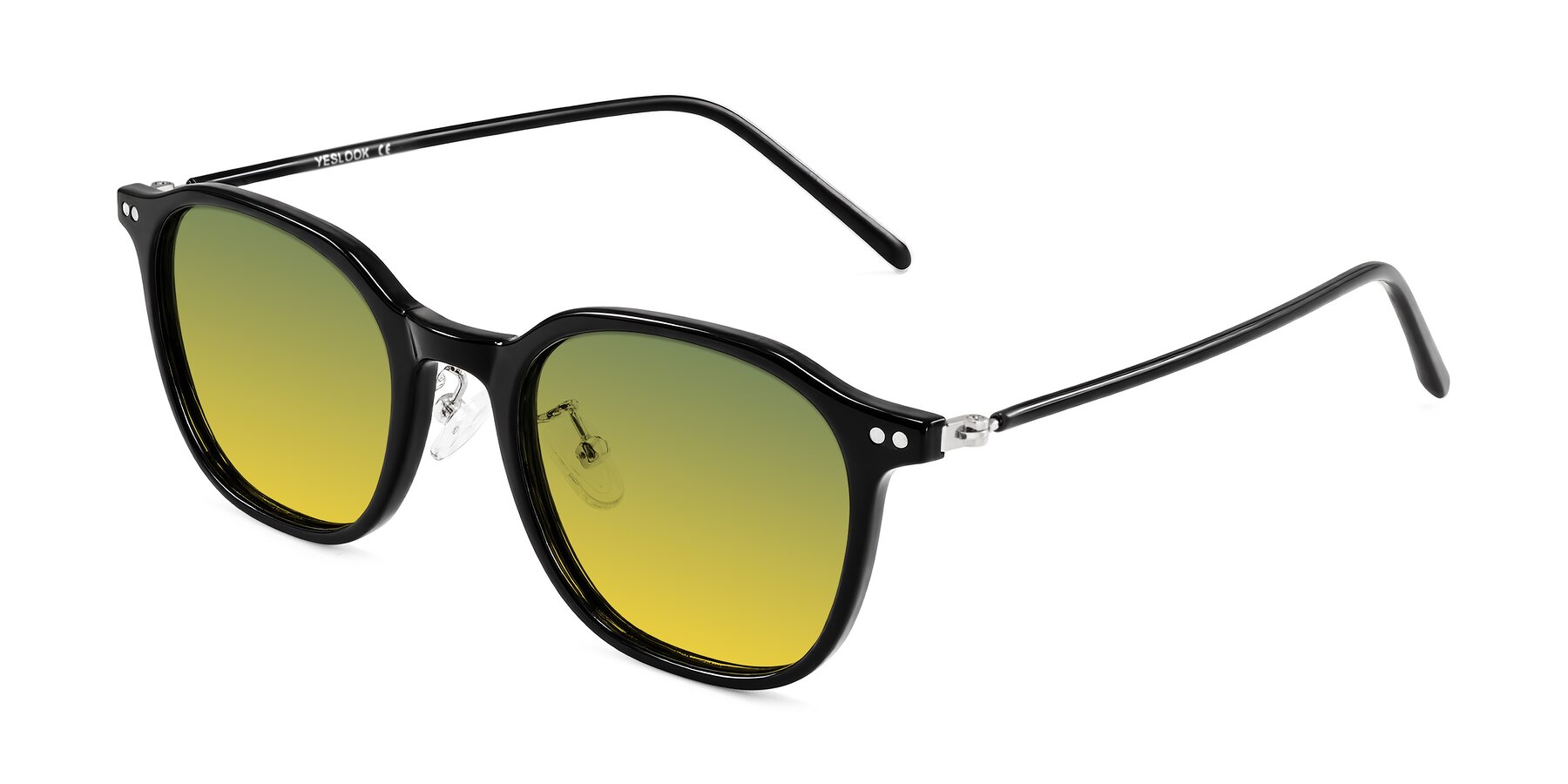 Angle of Bicknell in Black with Green / Yellow Gradient Lenses